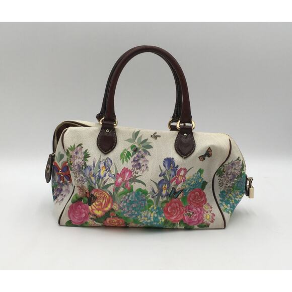 Etro Leather Garden Floral and Butterfly Emblem Top Handle Purse - Picture 2 of 9